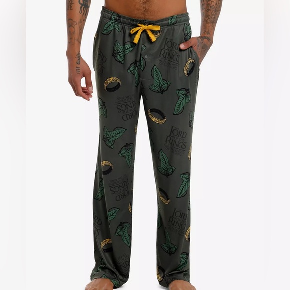Unisex The Lord Of The Rings Leaf & Ring Pajama Pants Hot Topic - Picture 1 of 2